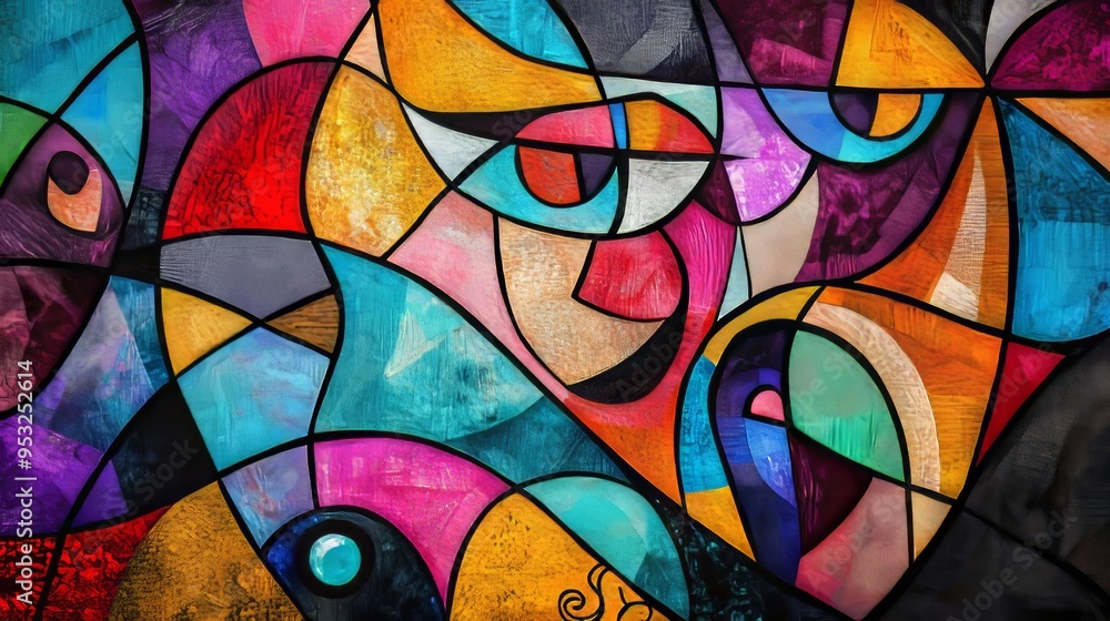 Colorful Cubism: Whimsical UHD Abstract Folk Art with Vibrant Patterns Colorful Cubism: Whimsical UHD Abstract Folk Art with Vibrant Patterns