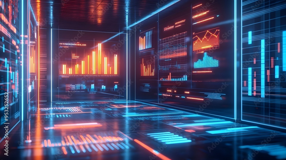Neon Data Visualization Futuristic Room Neon Data Visualization Futuristic Room