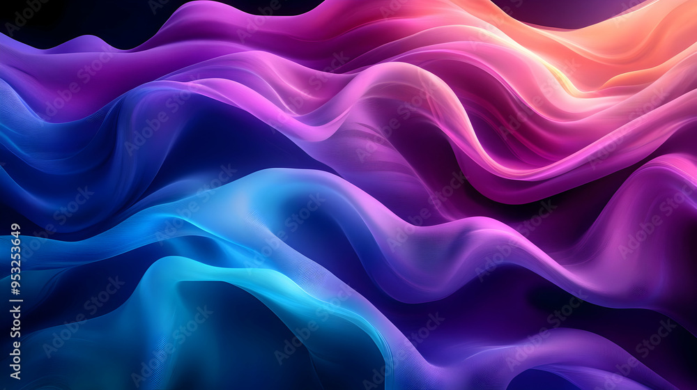 Abstract purple and blue waves with flowing lines. Abstract purple and blue waves with flowing lines.
