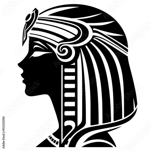 Egyptian queen Cleopatra isolated on white background. Queen of Egypt, one of the most famous women in history. Illustration isolated in vector.