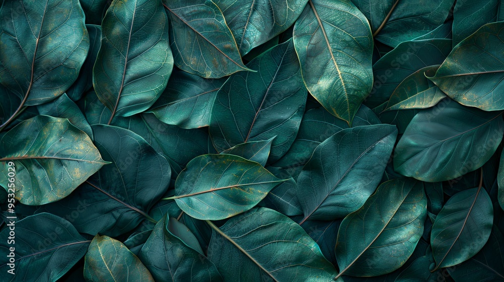 Lush Green Leaves with Intricate Veins Lush Green Leaves with Intricate Veins