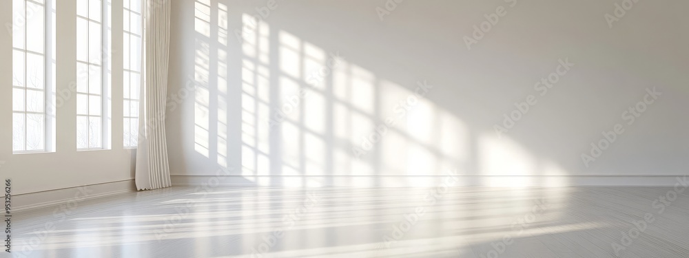 Sunlight Streaming Through Window in Empty Room. Sunlight Streaming Through Window in Empty Room.