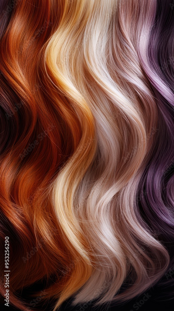 Fototapeta premium Diverse Hair Color Palette on White Background