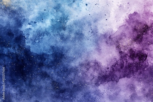 Abstract Cosmic Watercolor Background with Galaxy-Inspired Blue and Purple Tones