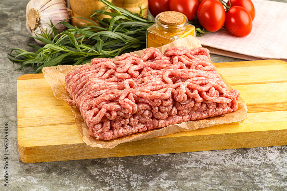 Raw uncooked red minced meat Raw uncooked red minced meat