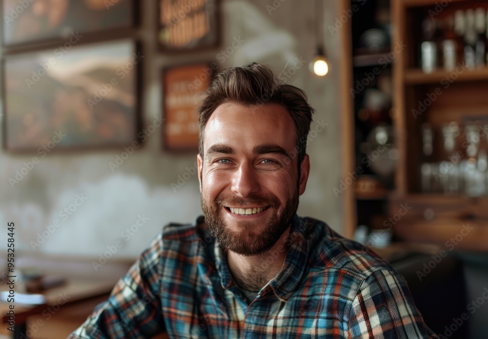 Smiling Man in a Cafe Smiling Man in a Cafe
