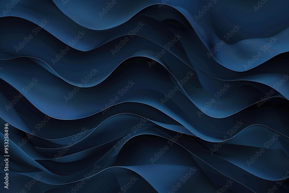 Abstract design featuring wavy shapes on a dark blue background, suitable for use in editorial or commercial projects Abstract design featuring wavy shapes on a dark blue background, suitable for use in editorial or commercial projects