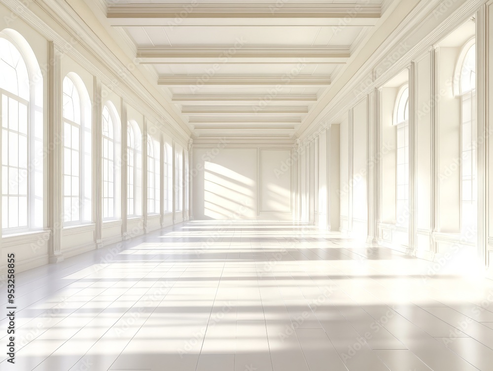 White Hallway with Sunlight. White Hallway with Sunlight.