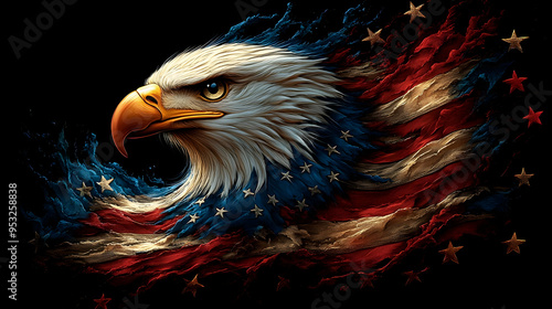 Bald eagle head with painte...