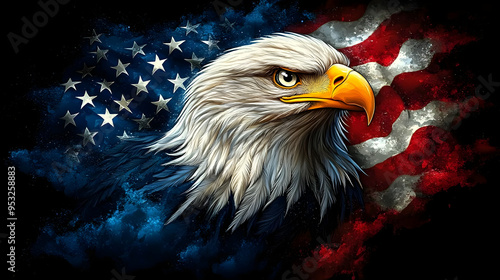 Bald eagle portrait with Am...