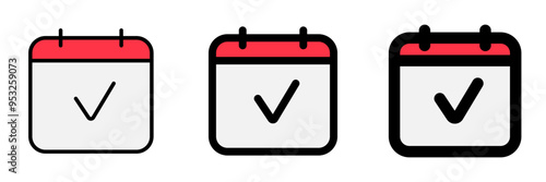 Editable vector check calendar event icon. Part of a big icon set family. Perfect for web and app interfaces, presentations, infographics, etc