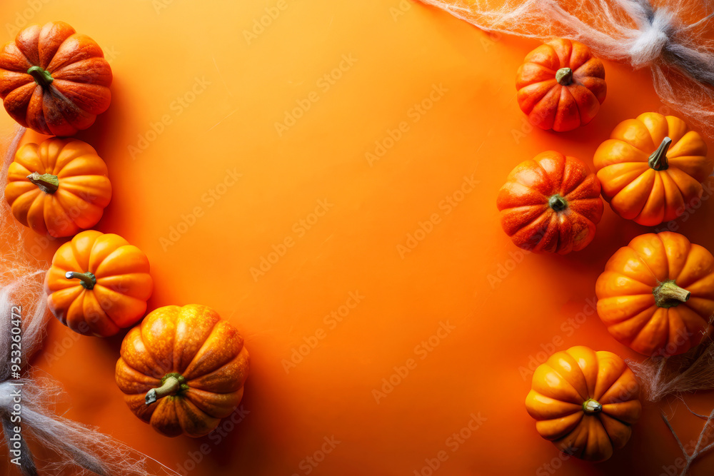 Fototapeta premium Orange Pumpkins On An Orange Background For Halloween.