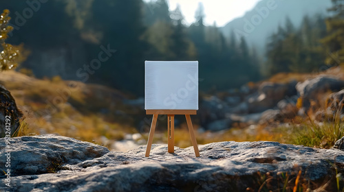 Blank canvas on a wooden ea...