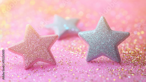 pastel glitter stars on a pink and gold background for phone screens, high definition image