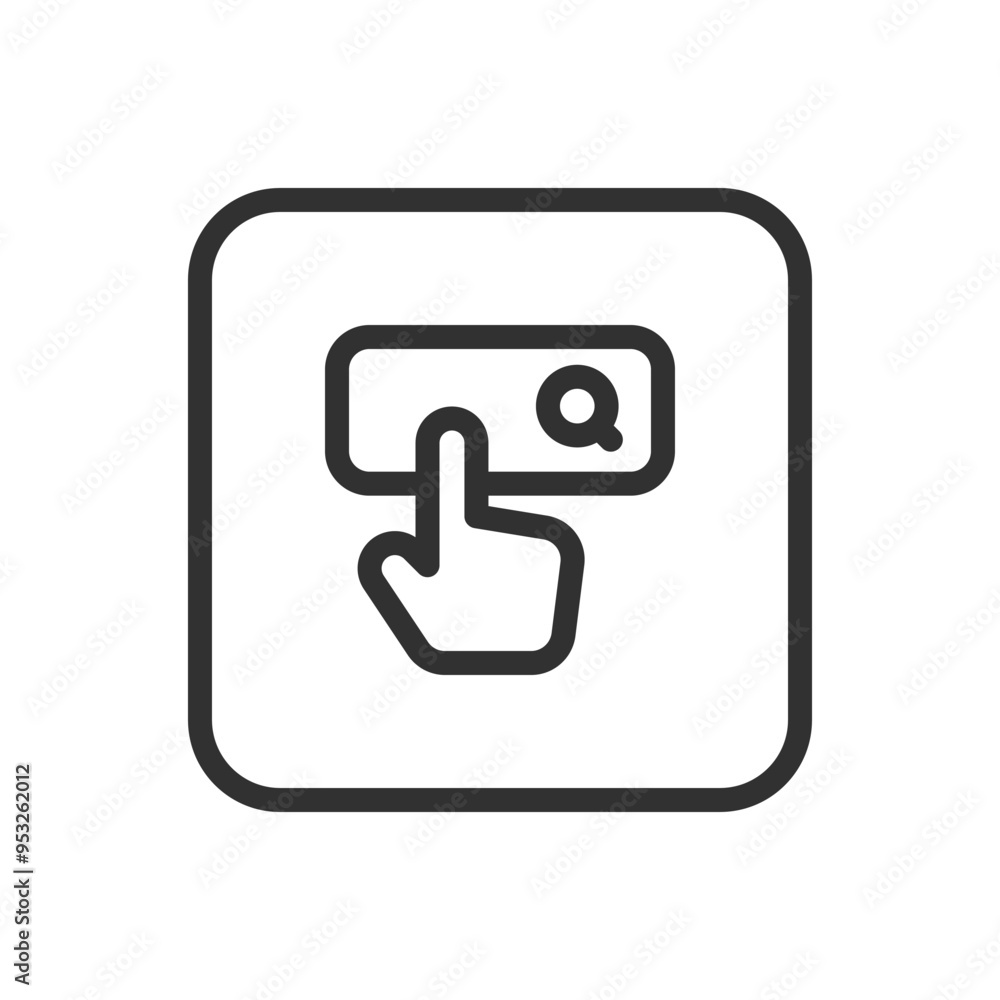 Click search button, hand icon. Modern, simple flat vector illustration for web site or mobile app Click search button, hand icon. Modern, simple flat vector illustration for web site or mobile app