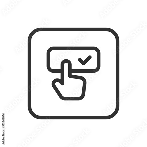 Tap check button, hand icon. Modern, simple flat vector illustration for web site or mobile app