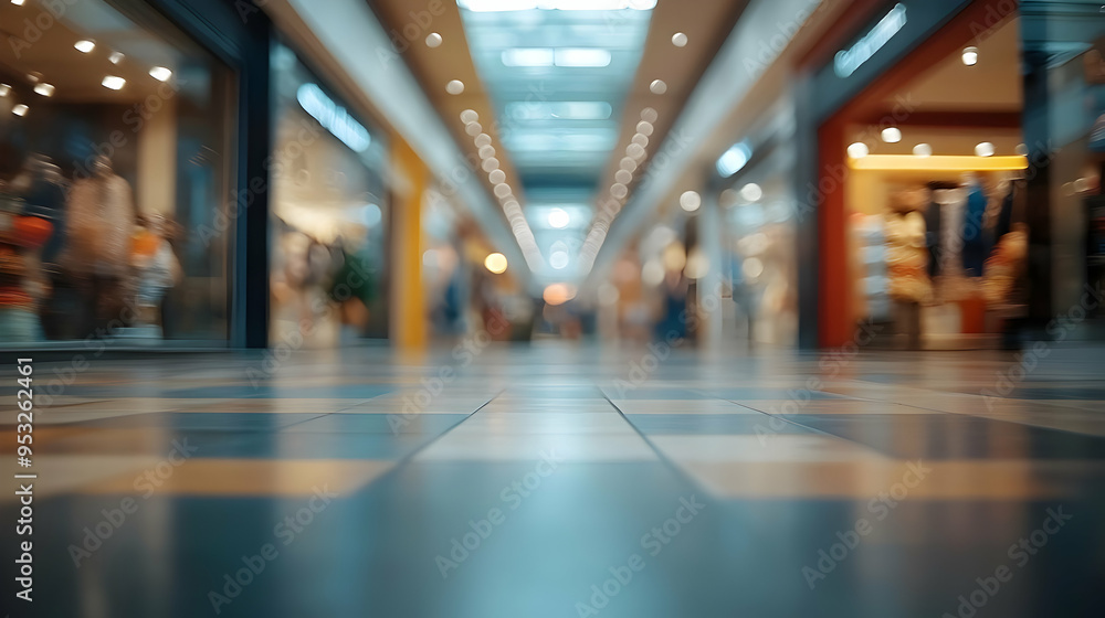 Blurred view of a shopping mall floor with tiled flooring, showing a corridor with shops on both sides. Blurred view of a shopping mall floor with tiled flooring, showing a corridor with shops on both sides.