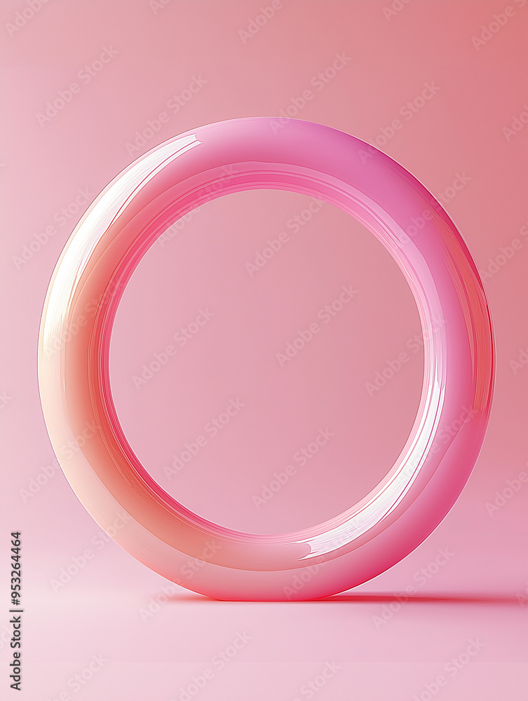 3D circular frame in pastel tones, adorned with floating crystal and flowers elements for a luxurious minimalist appearance 3D circular frame in pastel tones, adorned with floating crystal and flowers elements for a luxurious minimalist appearance