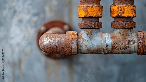 Decaying Rusty Plumbing Pipes Under a Sink in an Industrial Setting