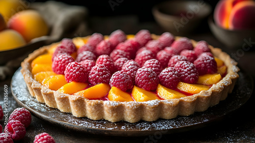 Close up of a fresh peach a...
