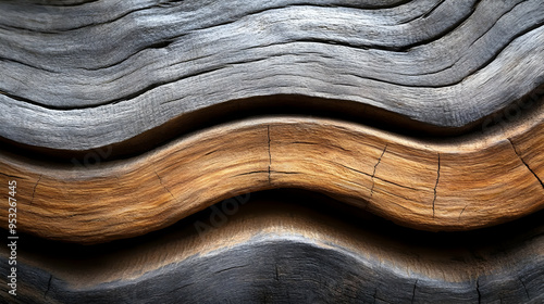 Close up of curved, weather...