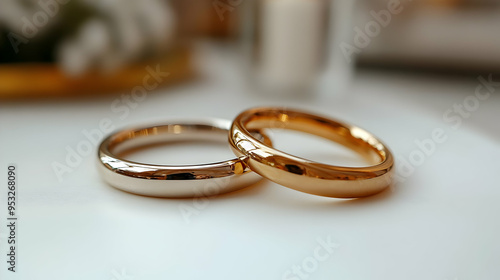 Close up of two wedding ban...