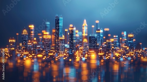 Cityscape with Lights at Night.