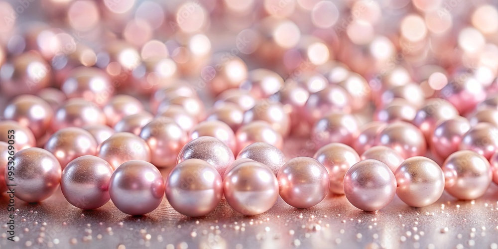 Beautiful close up of pink pearls on a shiny surface, perfect for festive backgrounds and Christmas decorations Beautiful close up of pink pearls on a shiny surface, perfect for festive backgrounds and Christmas decorations