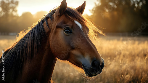 Close-up of a brown horse's...