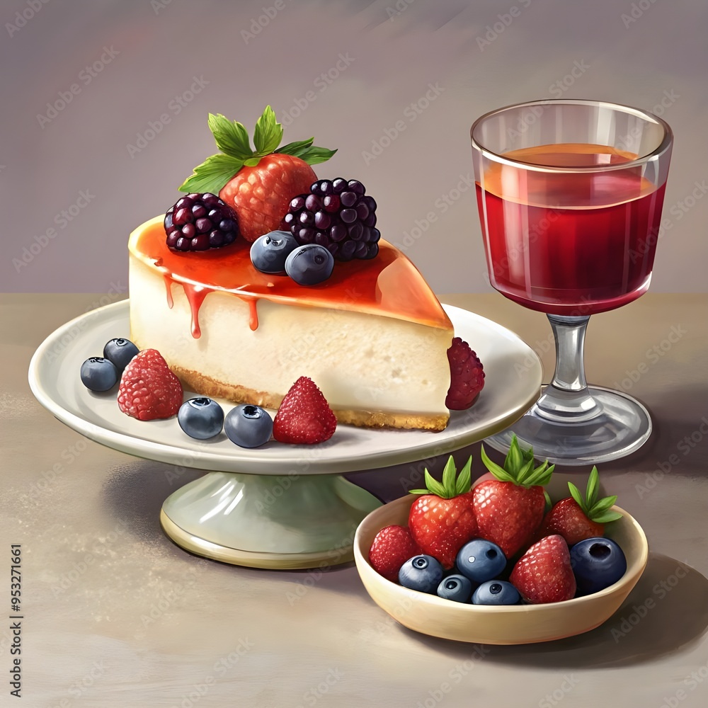 a cheesecake with berries and berries on a plate a cheesecake with berries and berries on a plate