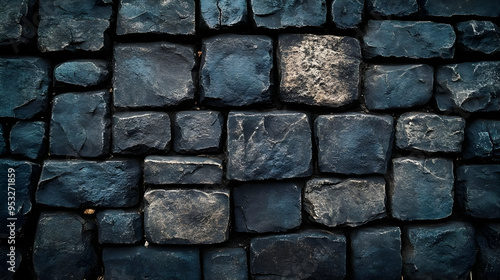 Close-up of a dark stone wa...