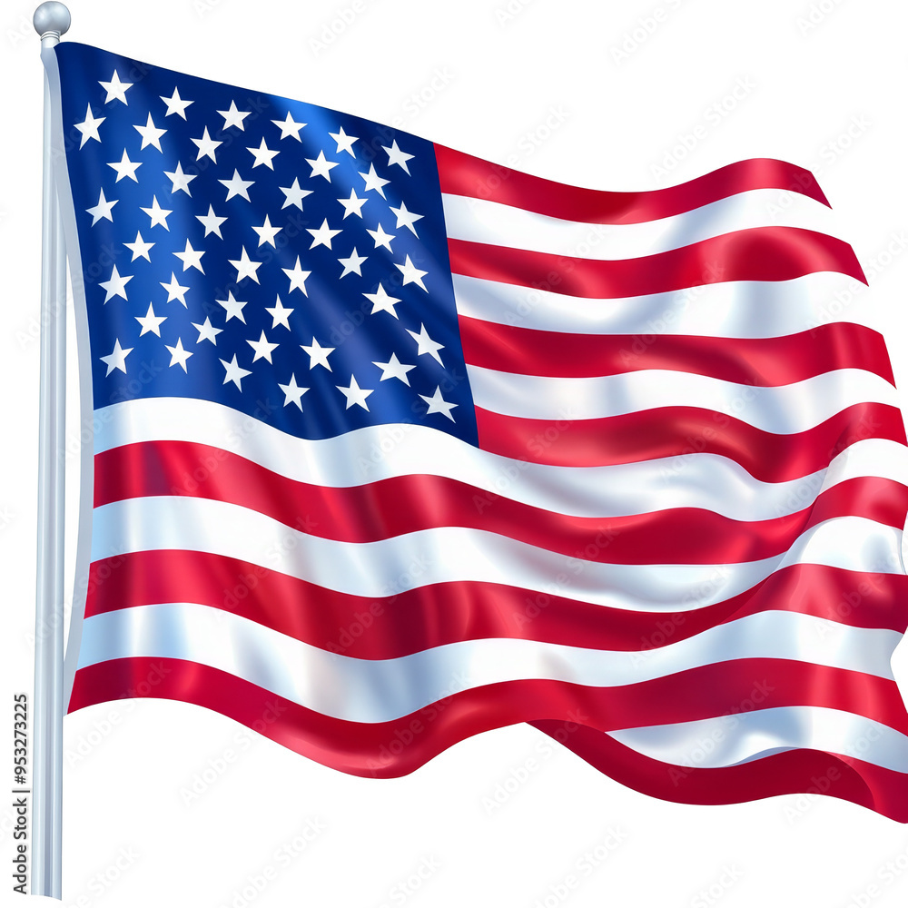 A waving American flag showcases red and PNG stripes alongside stars on a blue field, representing national unity, american usa flag illustration on transparent background A waving American flag showcases red and PNG stripes alongside stars on a blue field, representing national unity, american usa flag illustration on transparent background