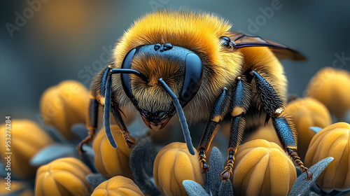 Closeup of a fuzzy bumblebe...