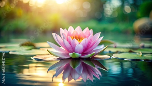 Zen flower loto floating peacefully in tranquil water