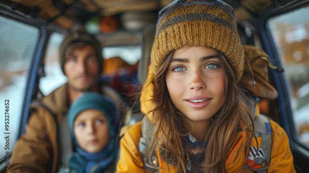 Capture the anticipation and excitement on the faces of family members as they embark on their road trip, with the Capture the anticipation and excitement on the faces of family members as they embark on their road trip, with the