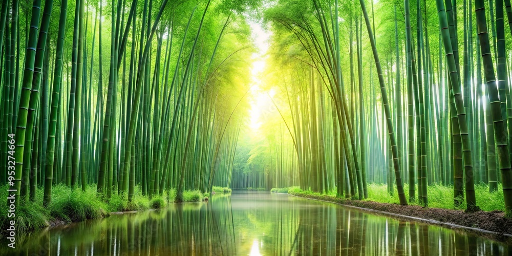 Fototapeta premium Tranquil image of calm bamboo forest representing zen peace