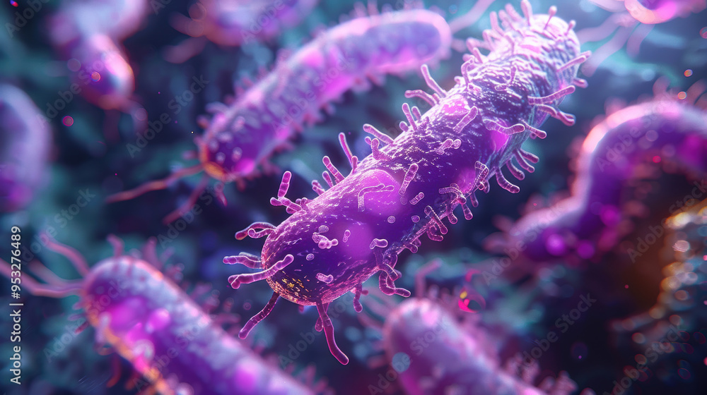 Macro pink probiotic bacteria biology science medical microscope Macro pink probiotic bacteria biology science medical microscope