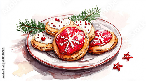 Delightful Christmas cookies decorated with festive icing and sprinkles, perfect for holiday celebrations.
