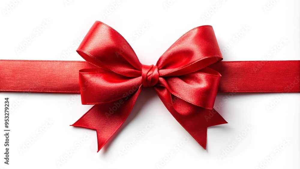 Vibrant red gift ribbon bow isolated on white background Vibrant red gift ribbon bow isolated on white background