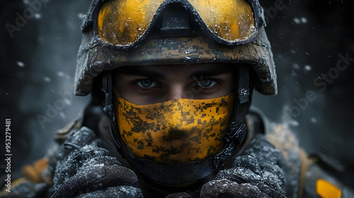 Close-up of a soldier weari...