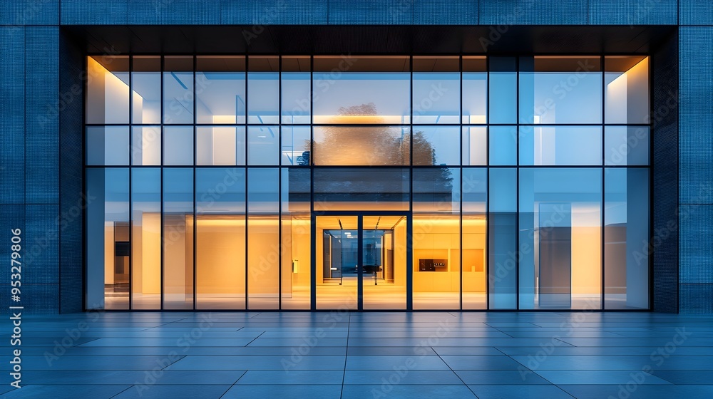 Sleek Corporate Office Building with Reflective Glass Facade Towering Over the City Skyline Sleek Corporate Office Building with Reflective Glass Facade Towering Over the City Skyline