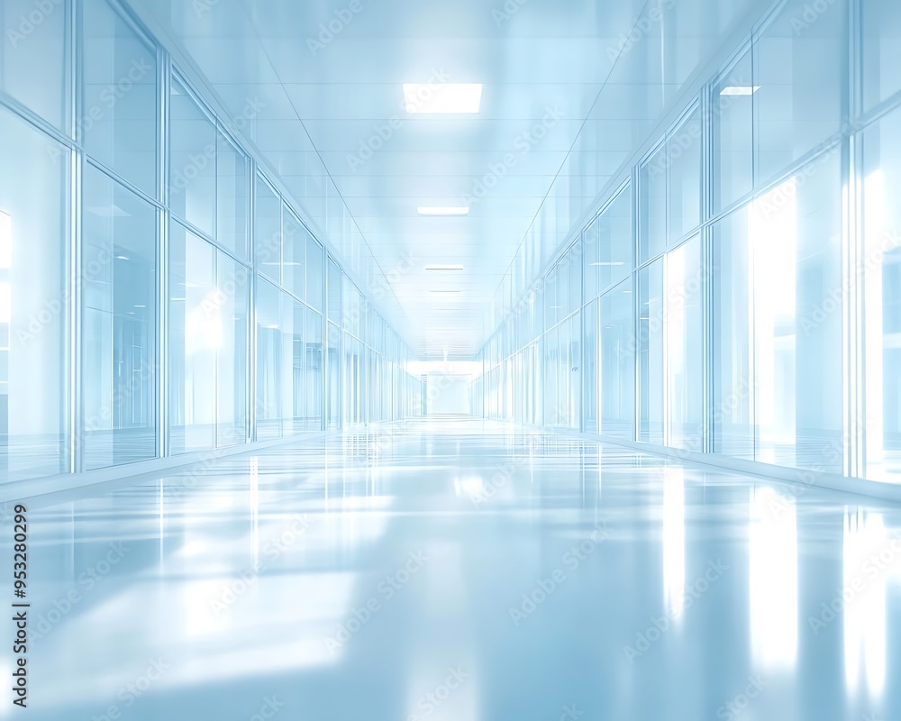 Abstract blur of a bright hospital corridor, evoking a sense of calm, tranquility, and hope. Abstract blur of a bright hospital corridor, evoking a sense of calm, tranquility, and hope.