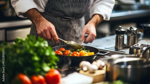 A chef preparing a simple dish with locally sourced ingredients