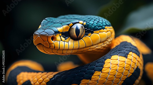 Close-up of a yellow and gr...