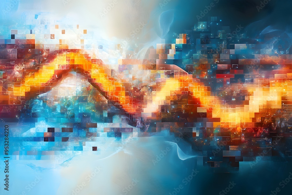 Abstract Digital Art with Orange and Blue Hues. Abstract Digital Art with Orange and Blue Hues.