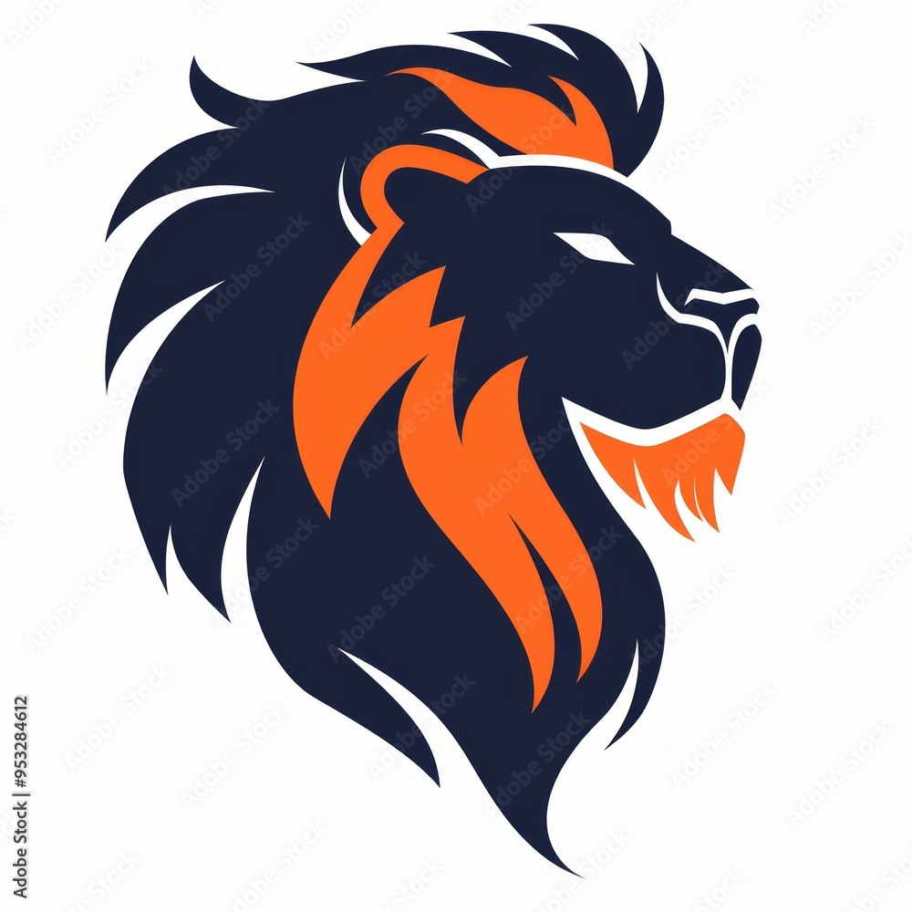 lion icon consisting of orange and dark blue colors lion icon consisting of orange and dark blue colors