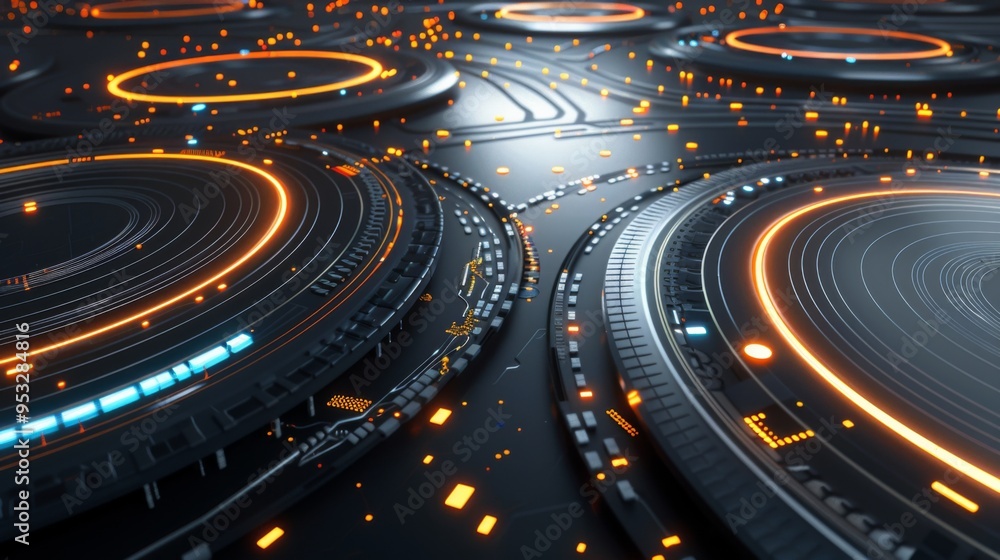 futuristic futuristic background with orange rings futuristic futuristic background with orange rings