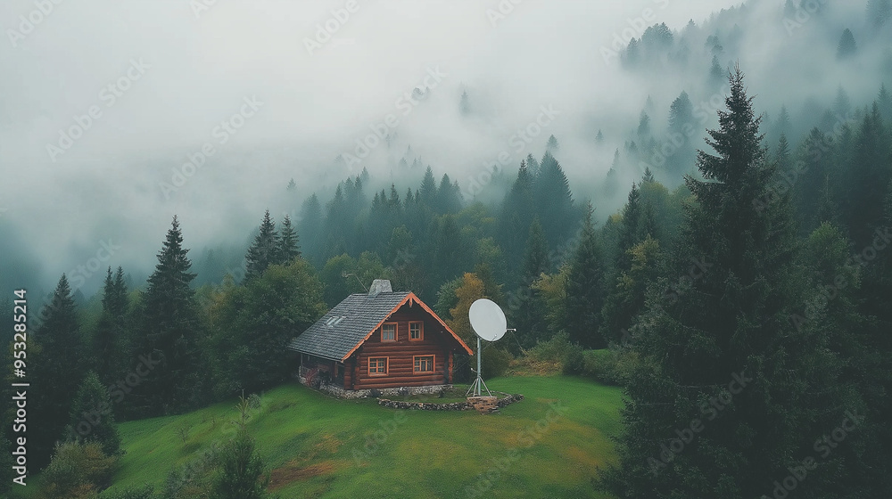 Satellite Dish on a rustic house Satellite Dish on a rustic house
