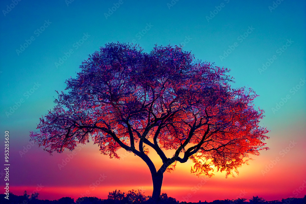 Jacaranda tree against sunset Jacaranda tree against sunset