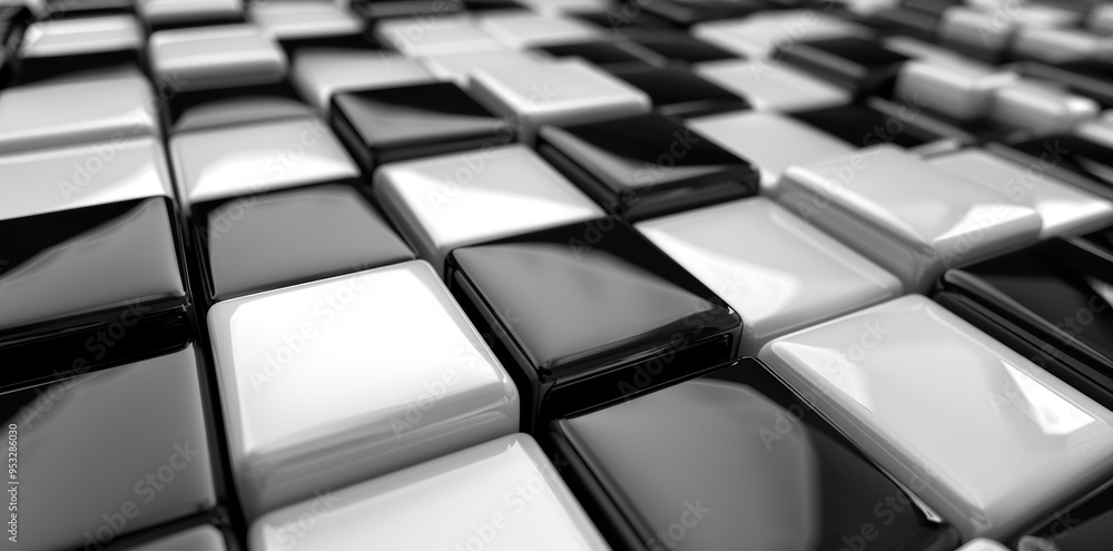 Naklejka premium Black and White Abstract 3D Wallpaper. High Definition, Detailed Background